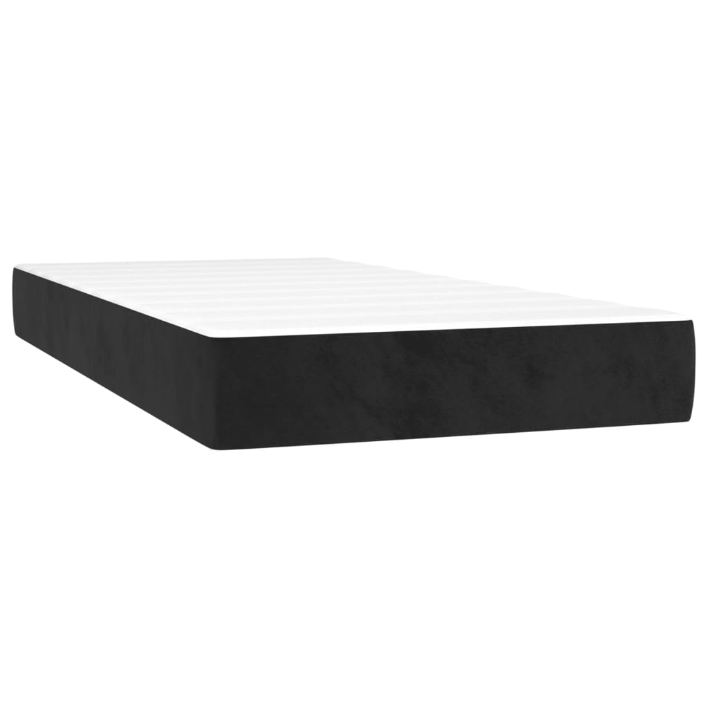 Sommier à lattes de lit matelas et LED Noir 90x200 cm Velours XIOS