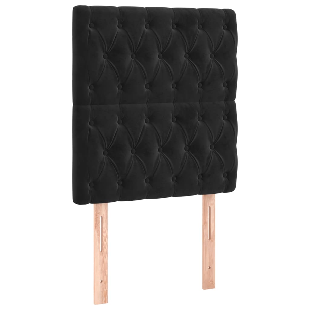 Sommier à lattes de lit matelas et LED Noir 90x200 cm Velours XIOS