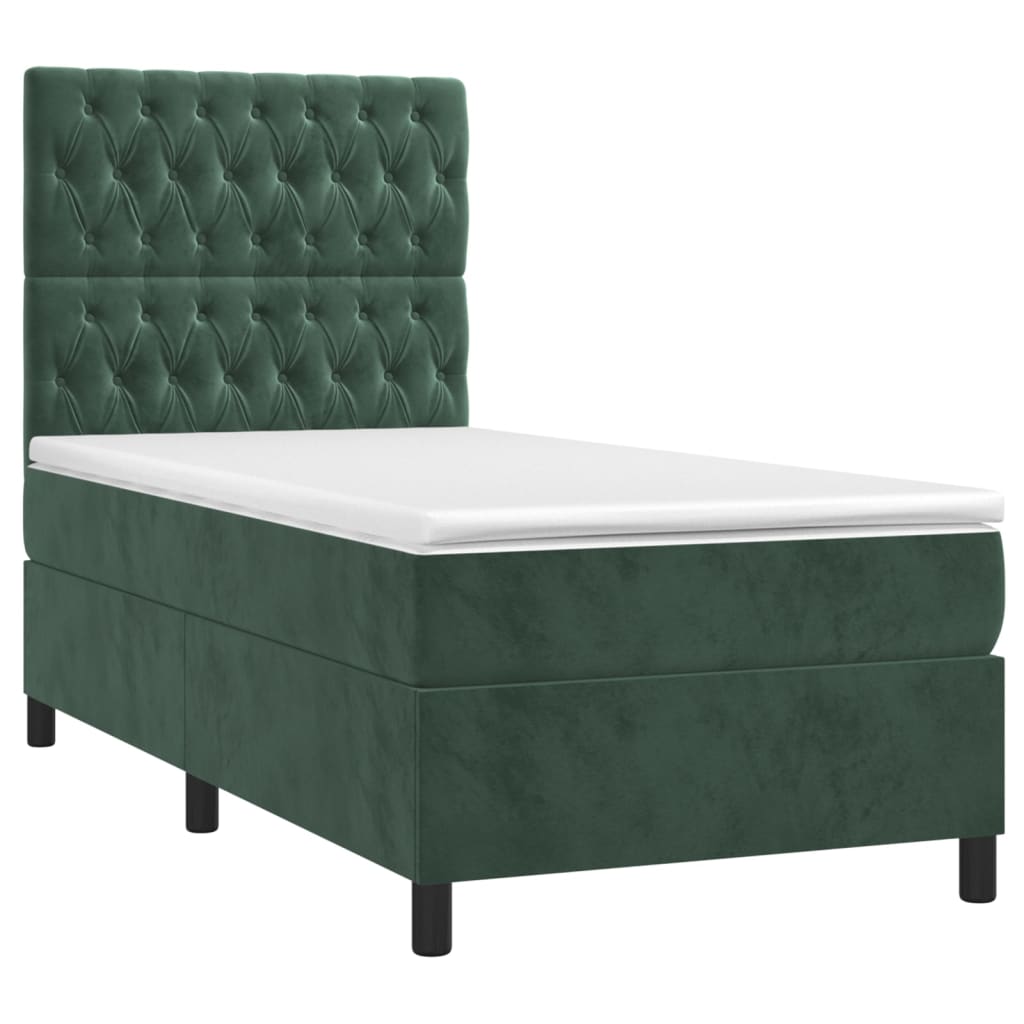 Sommier à lattes de lit matelas et LED Vert foncé 100x200 cm - XIOS