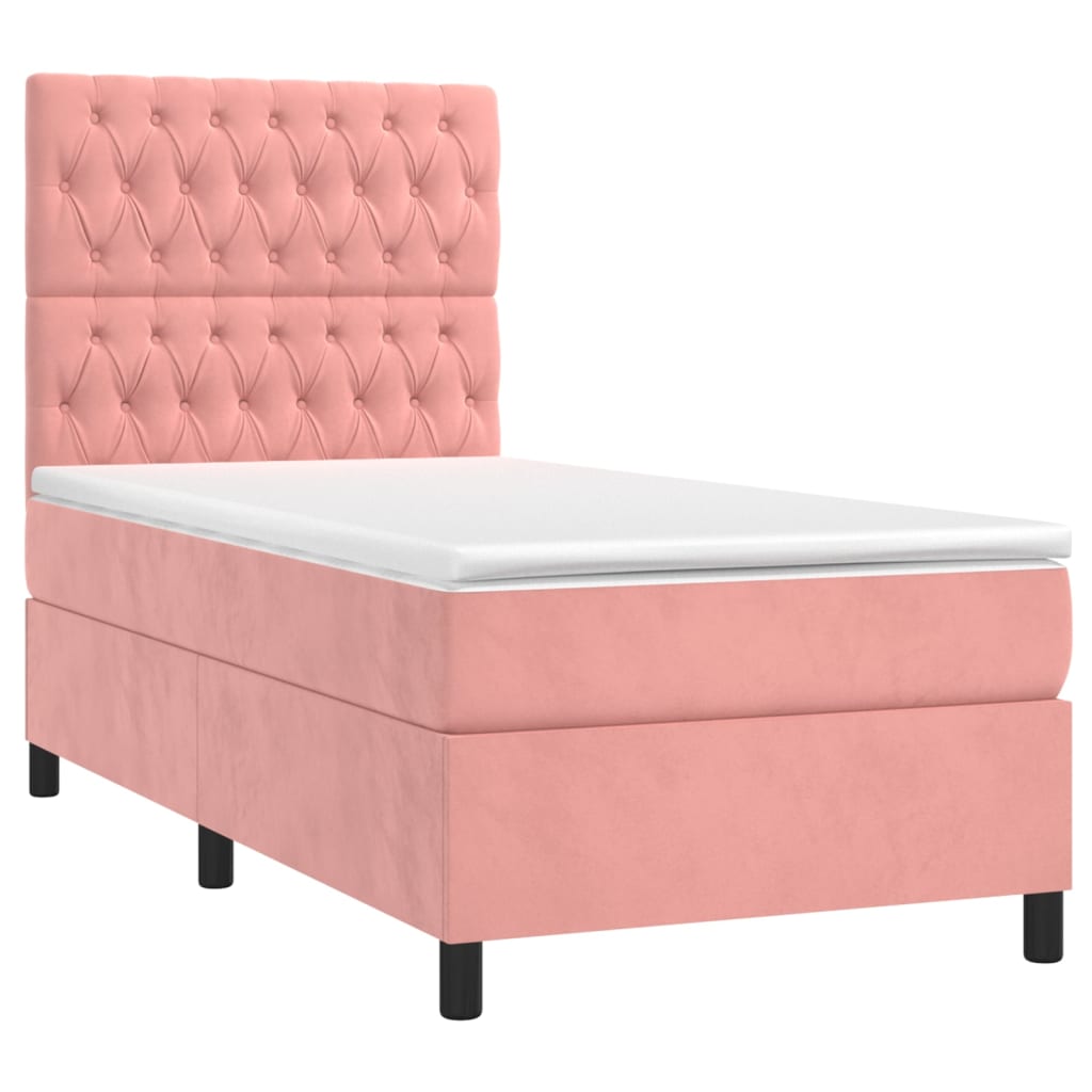 Sommier à lattes de lit matelas et LED Rose 100x200 cm Velours - XIOS