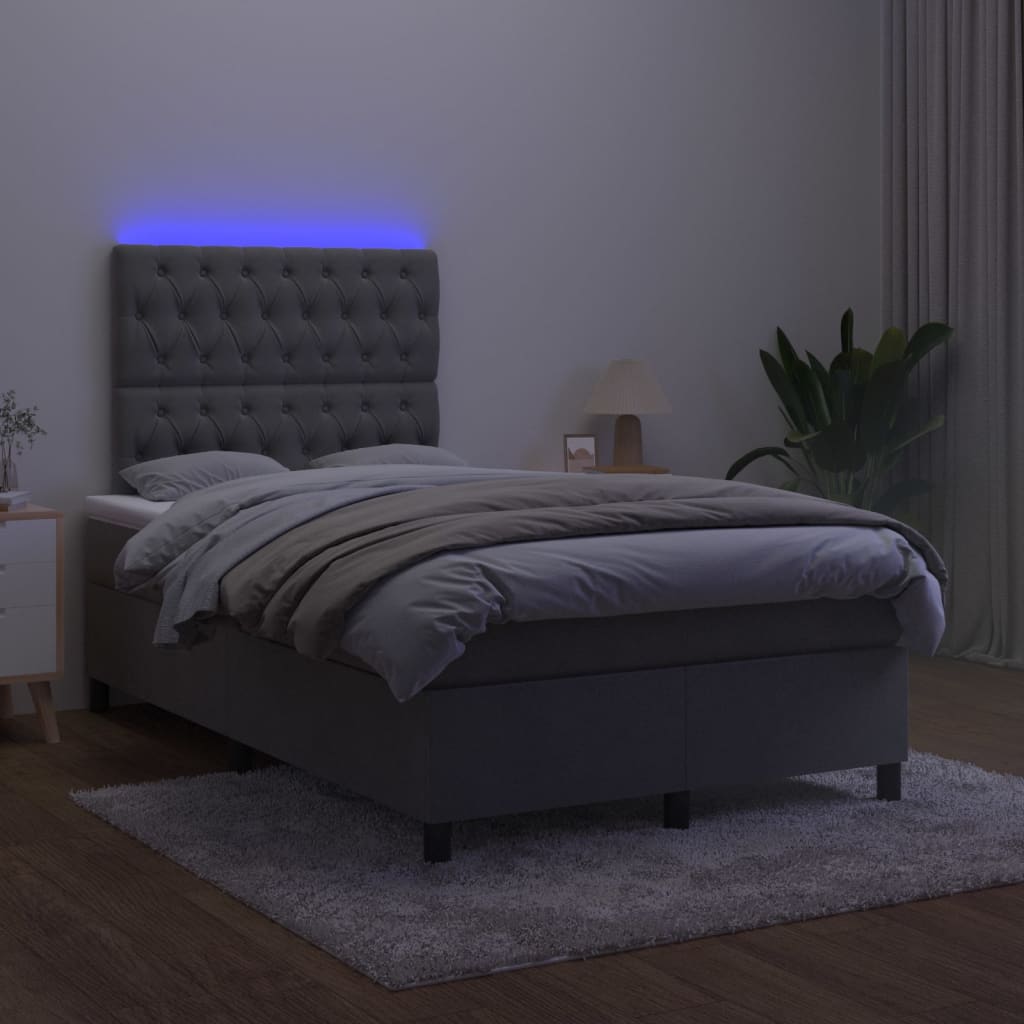 Sommier à lattes de lit matelas et LED Gris foncé 120x200 cm - XIOS