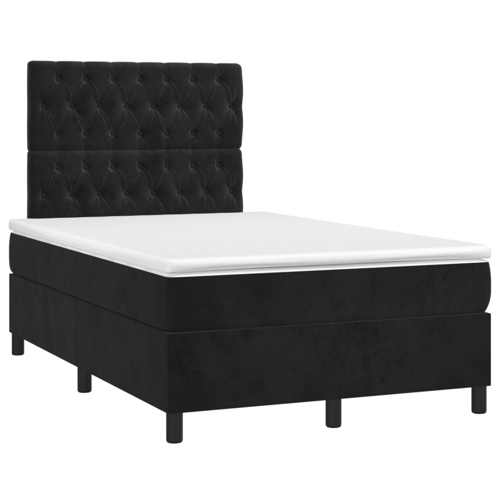 Sommier à lattes de lit matelas et LED Noir 120x200 cm Velours - XIOS