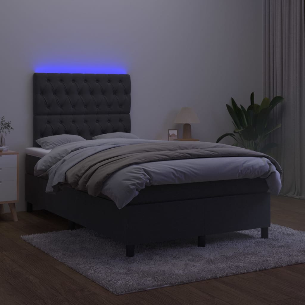 Sommier à lattes de lit matelas et LED Noir 120x200 cm Velours - XIOS