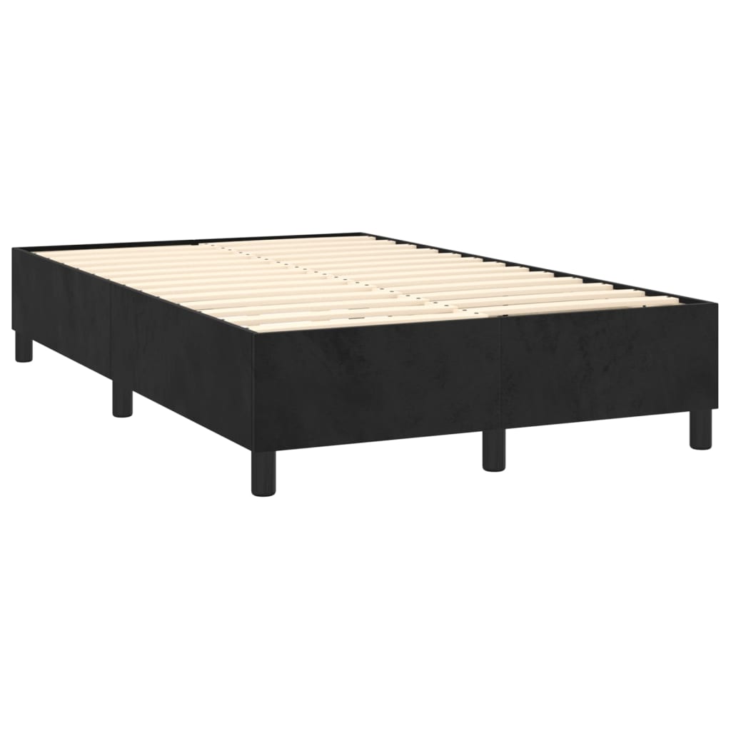 Sommier à lattes de lit matelas et LED Noir 120x200 cm Velours - XIOS