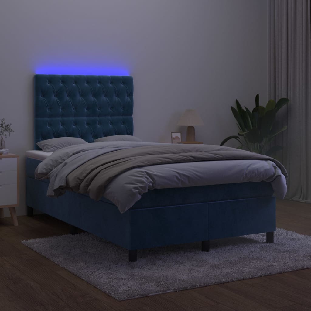 Sommier à lattes de lit matelas et LED Bleu foncé 120x200 cm - XIOS