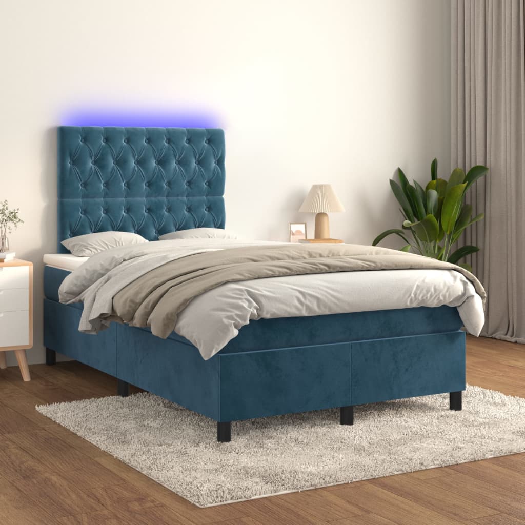 Sommier à lattes de lit matelas et LED Bleu foncé 120x200 cm - XIOS