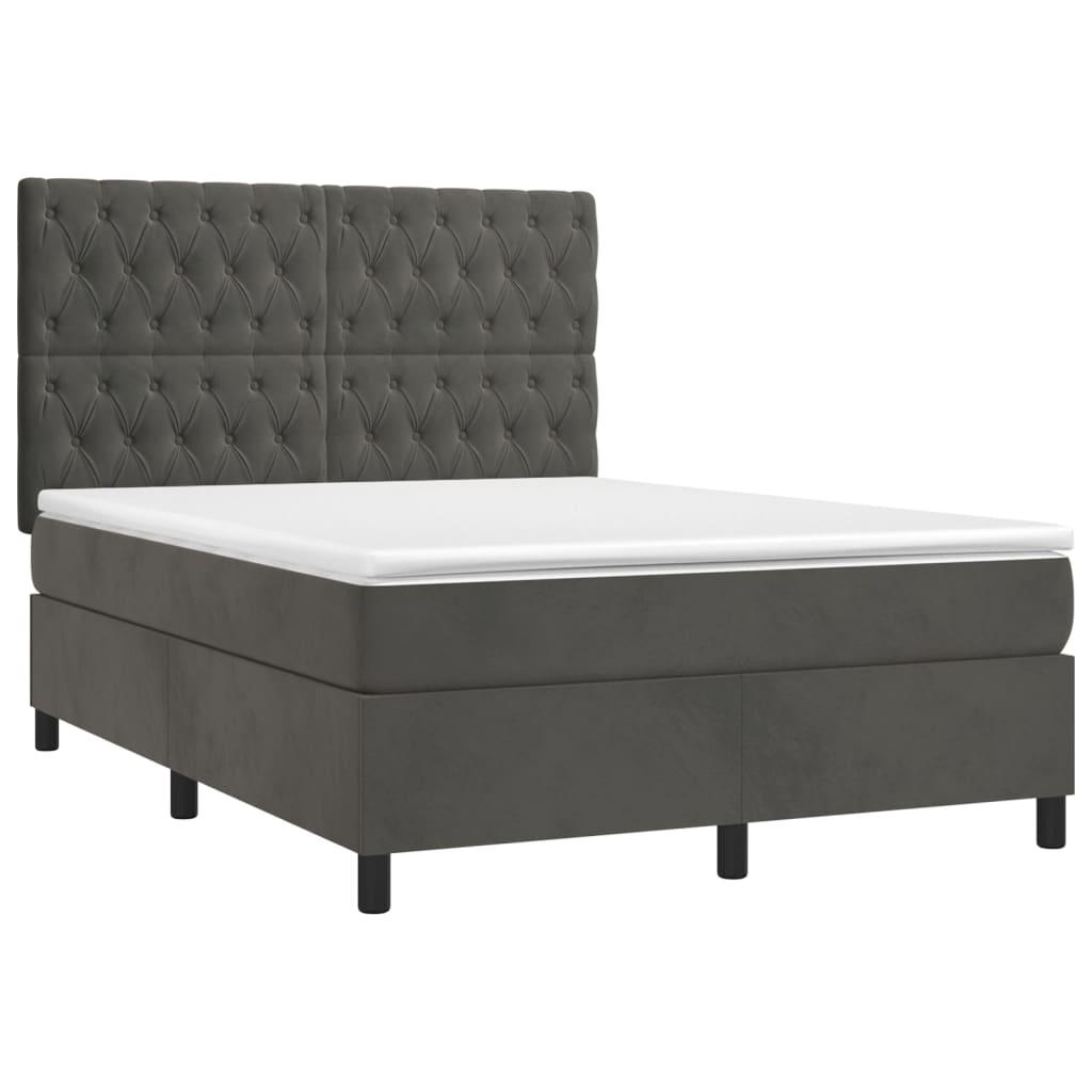 Sommier à lattes de lit matelas et LED Gris foncé 140x190 cm - XIOS