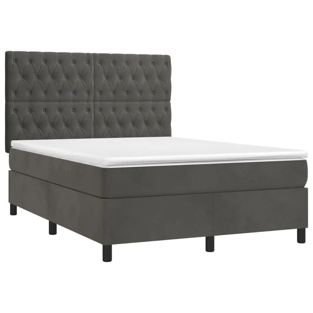 Sommier à lattes de lit matelas et LED Gris foncé 140x190 cm - XIOS