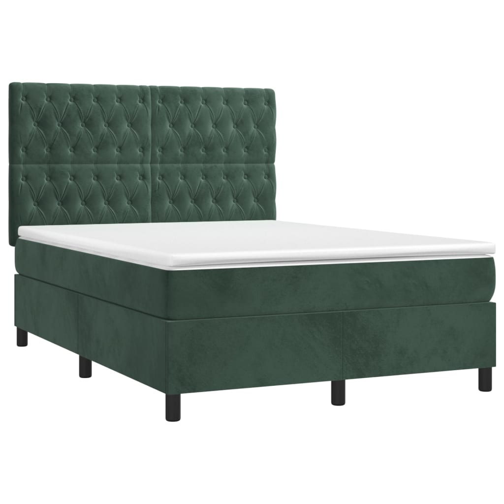 Sommier à lattes de lit matelas et LED Vert foncé 140x190 cm - XIOS
