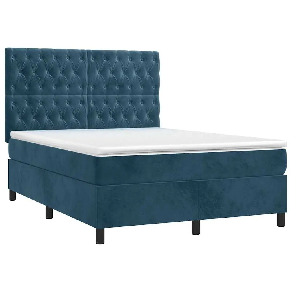 Sommier à lattes de lit matelas et LED Bleu foncé 140x190 cm - XIOS