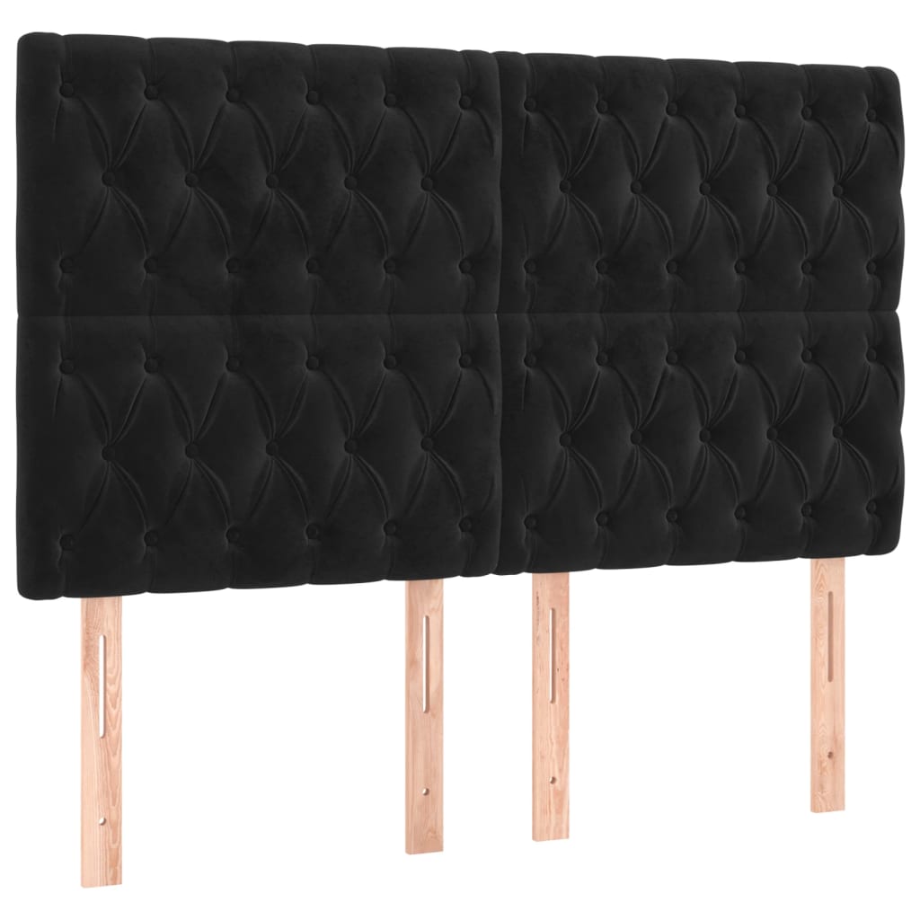 Sommier à lattes de lit matelas et LED Noir 140x200 cm Velours - XIOS