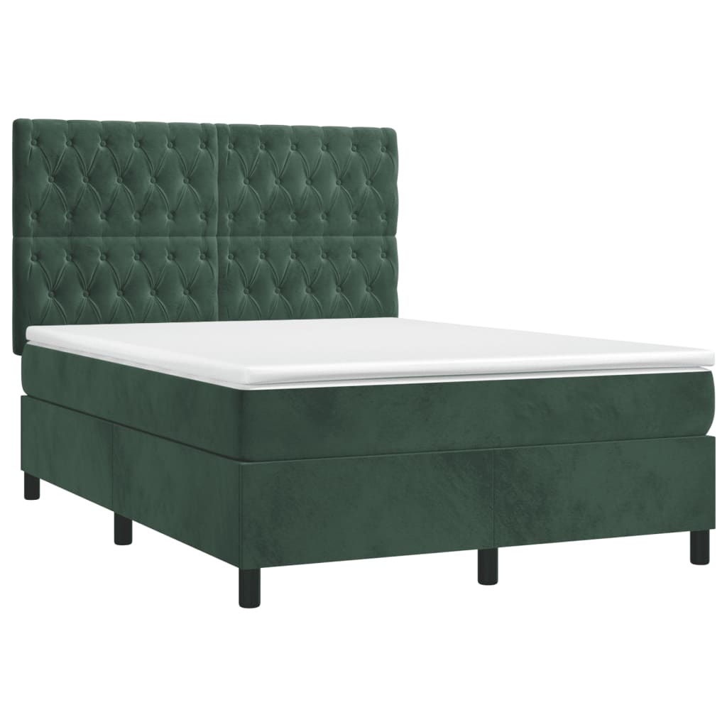 Sommier à lattes de lit matelas et LED Vert foncé 140x200 cm - XIOS