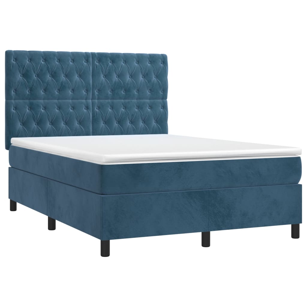 Sommier à lattes de lit matelas et LED Bleu foncé 140x200 cm - XIOS