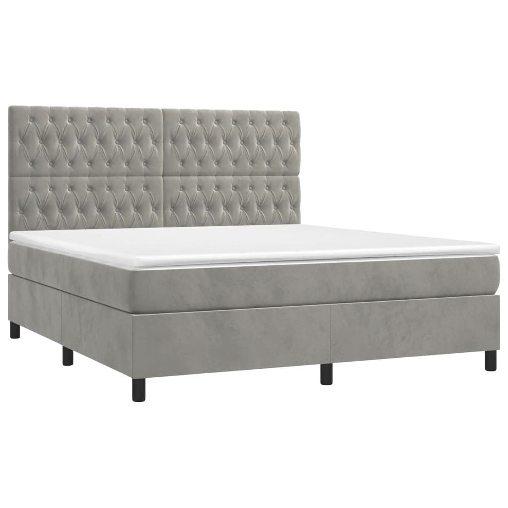 Sommier à lattes de lit matelas et LED Gris clair 160x200 cm - XIOS