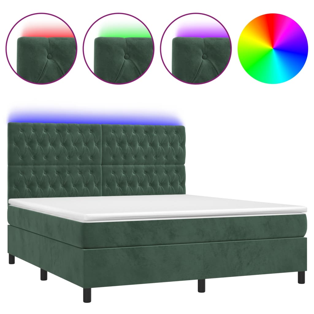 Sommier à lattes de lit matelas et LED Vert foncé 160x200 cm - XIOS