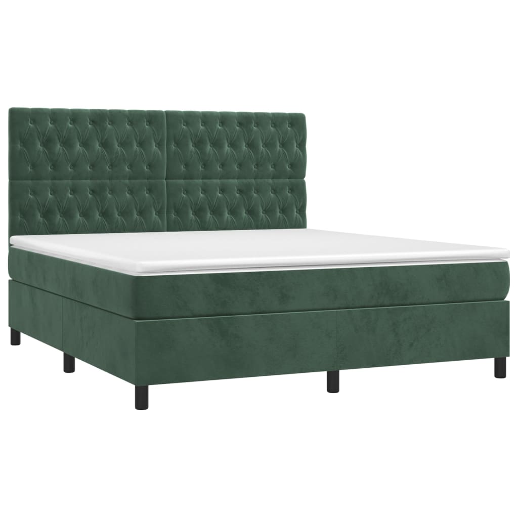 Sommier à lattes de lit matelas et LED Vert foncé 160x200 cm - XIOS