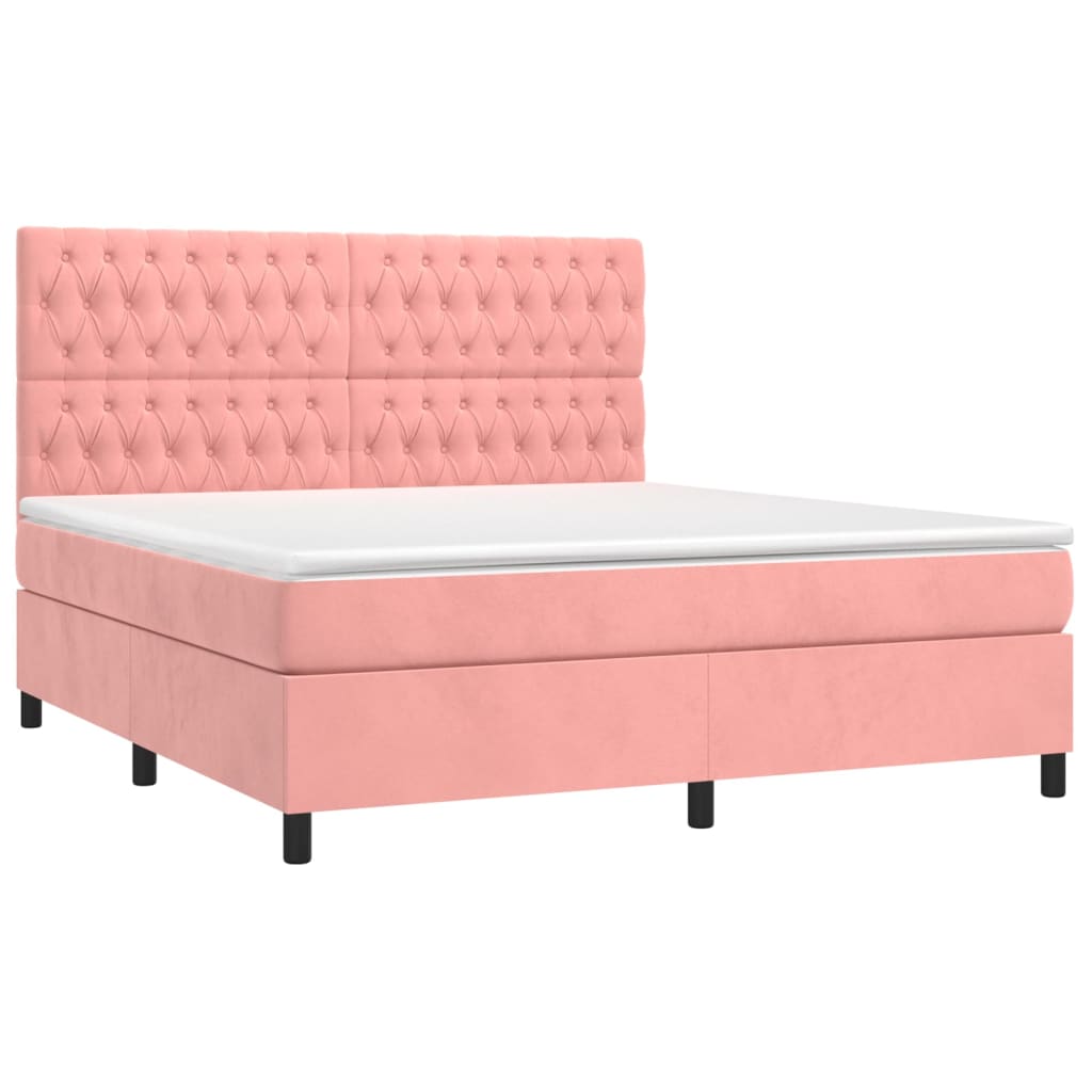Sommier à lattes de lit matelas et LED Rose 160x200 cm Velours - XIOS