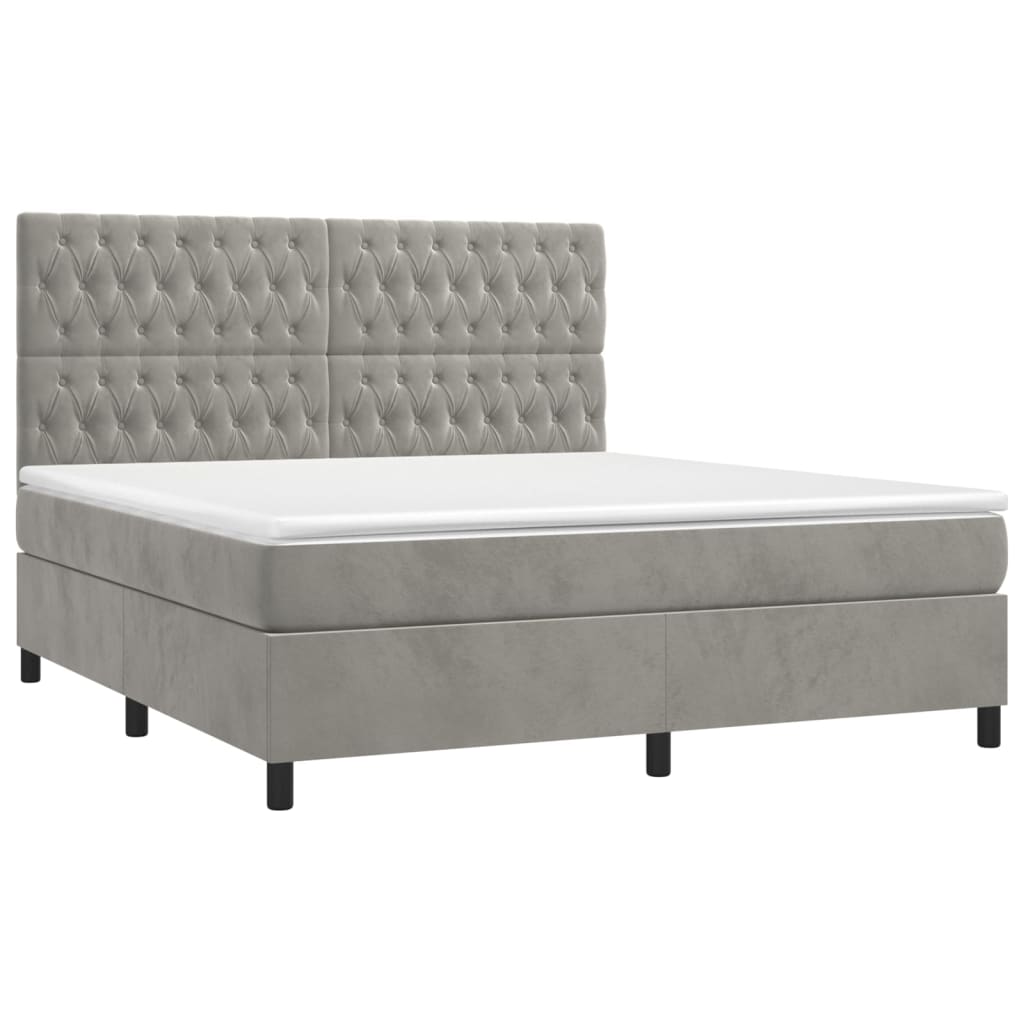 Sommier à lattes de lit matelas et LED Gris clair 180x200 cm - XIOS