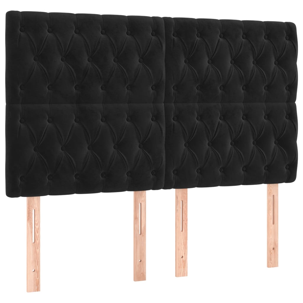 Sommier à lattes de lit matelas et LED Noir 180x200 cm Velours - XIOS