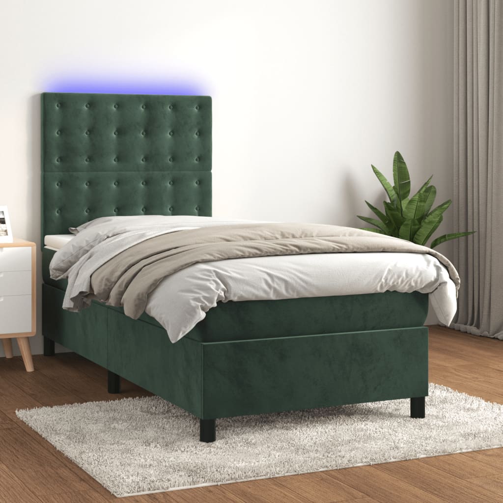 Sommier à lattes de lit et matelas et LED Vert foncé 80x200 cm - XIOS
