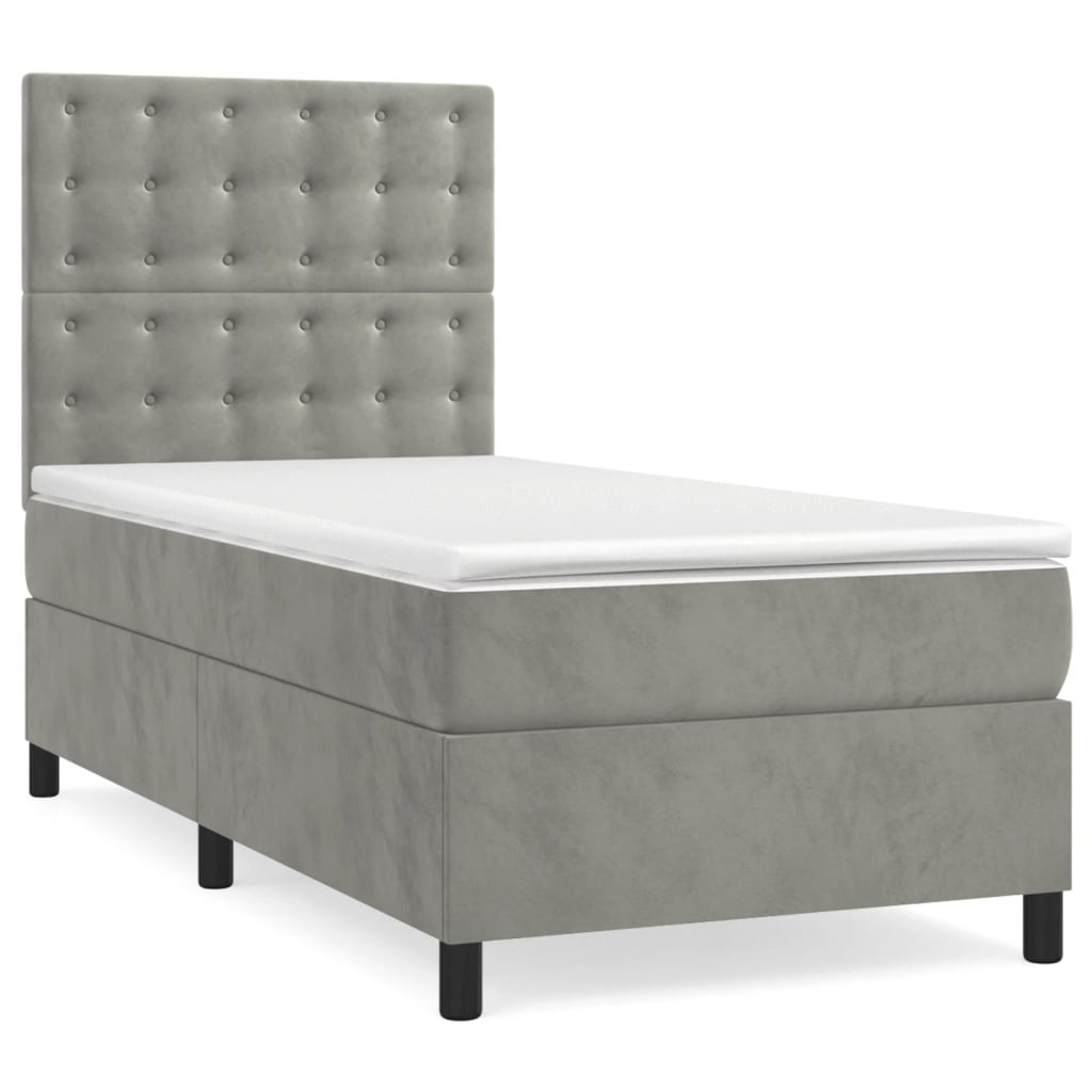 Sommier à lattes de lit et matelas et LED Gris clair 90x190 cm - XIOS