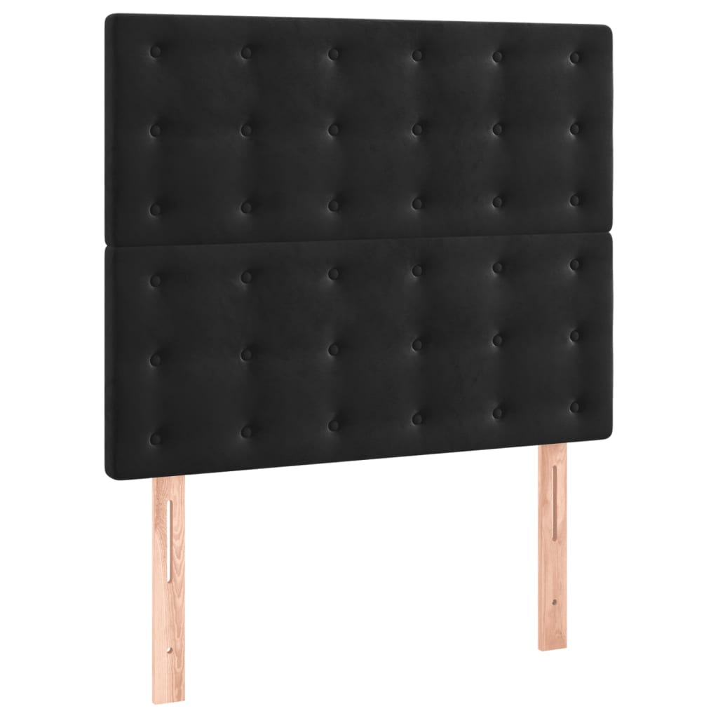 Sommier à lattes de lit matelas et LED Noir 90x190 cm Velours - XIOS