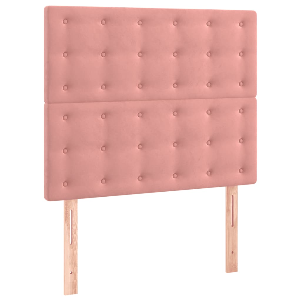 Sommier à lattes de lit matelas et LED Rose 90x190 cm Velours - XIOS