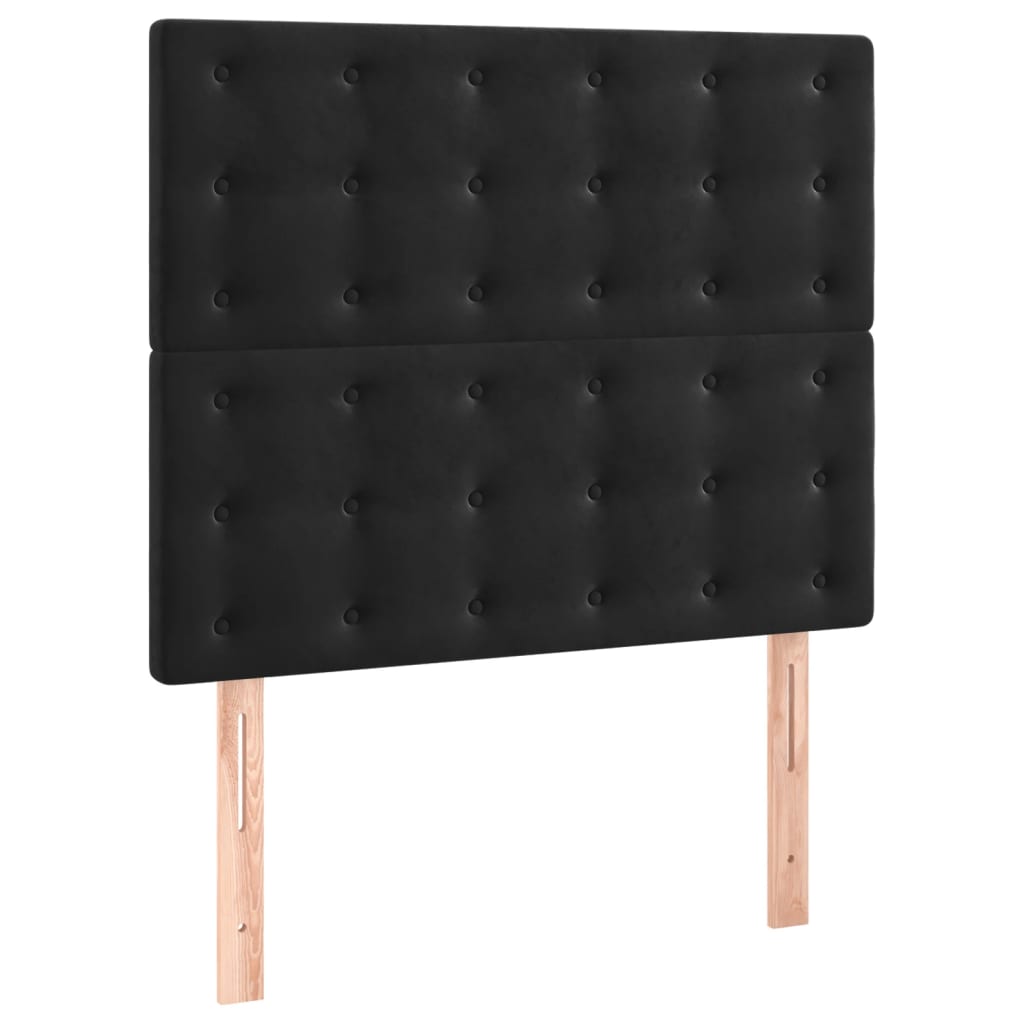 Sommier à lattes de lit matelas et LED Noir 90x200 cm Velours - XIOS