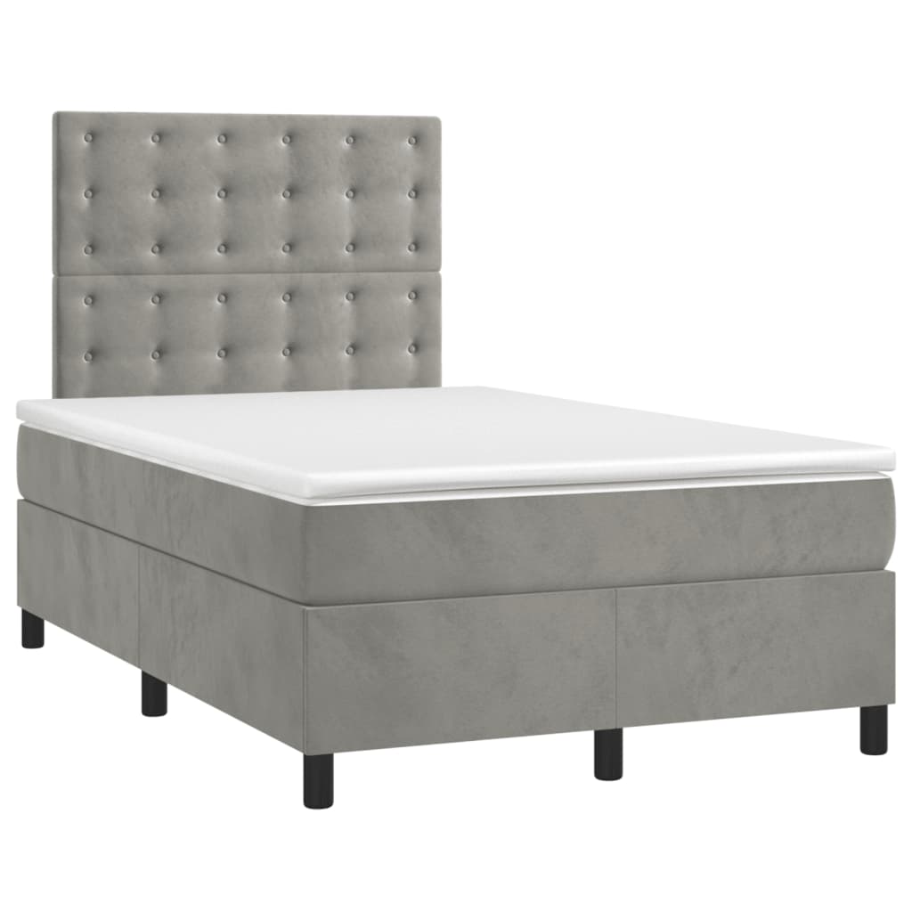Sommier à lattes de lit matelas et LED Gris clair 120x200 cm - XIOS