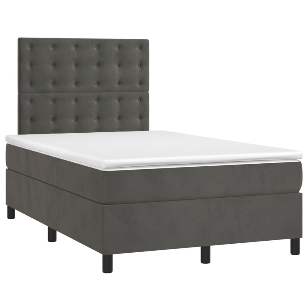 Sommier à lattes de lit matelas et LED Gris foncé 120x200 cm - XIOS