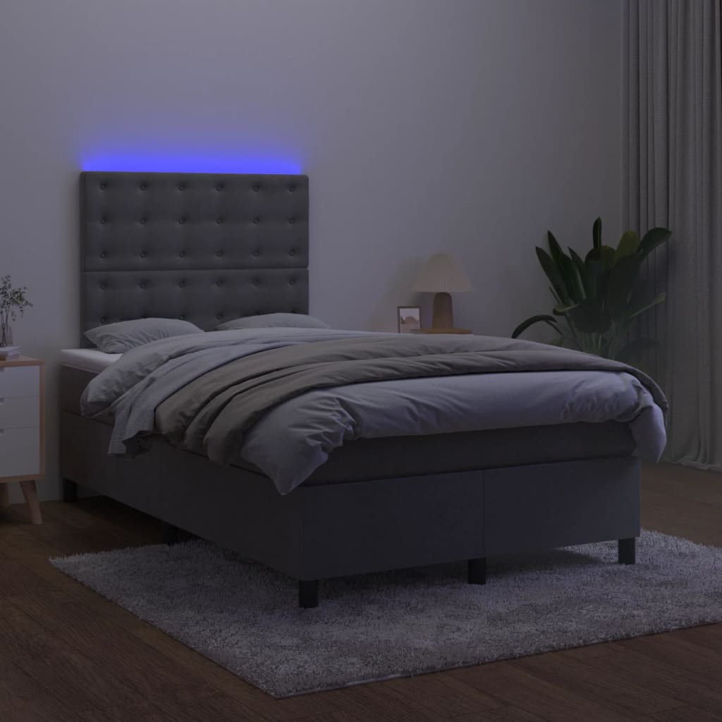 Sommier à lattes de lit matelas et LED Gris foncé 120x200 cm - XIOS