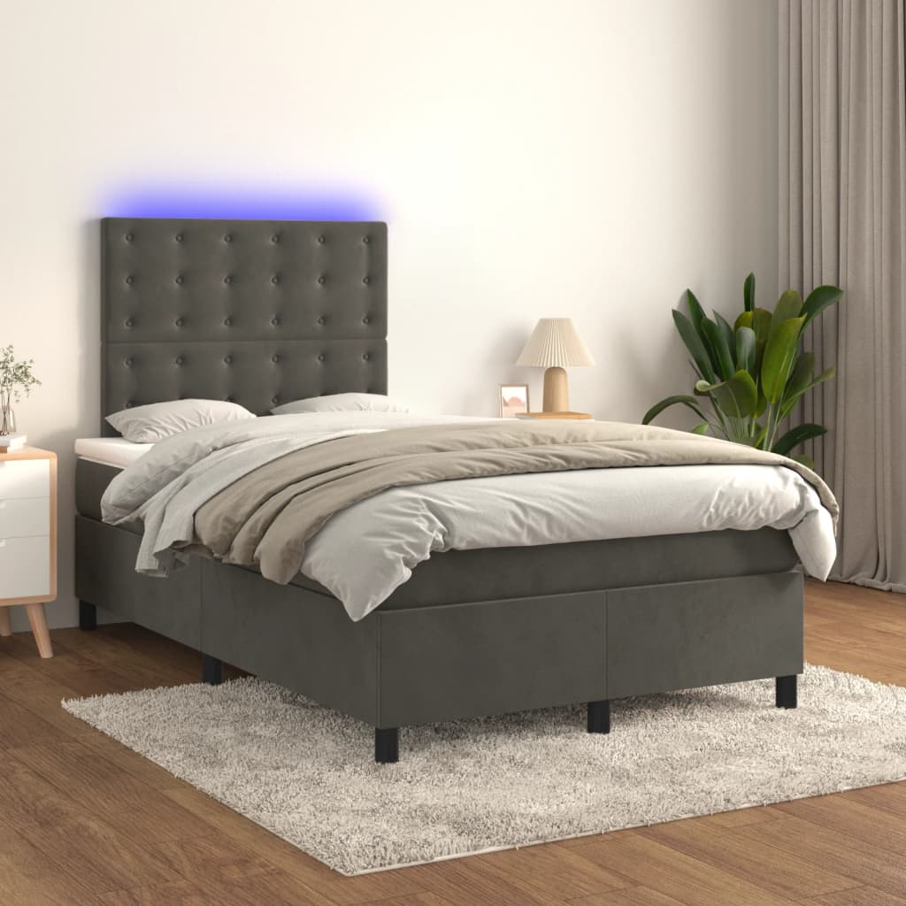 Sommier à lattes de lit matelas et LED Gris foncé 120x200 cm - XIOS
