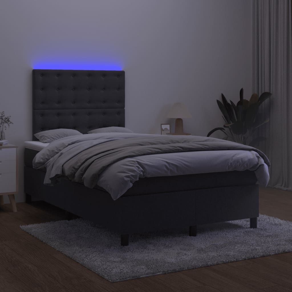 Sommier à lattes de lit matelas et LED Noir 120x200 cm Velours - XIOS