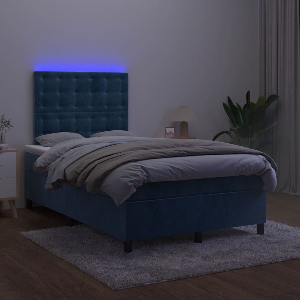 Sommier à lattes de lit matelas et LED Bleu foncé 120x200 cm - XIOS