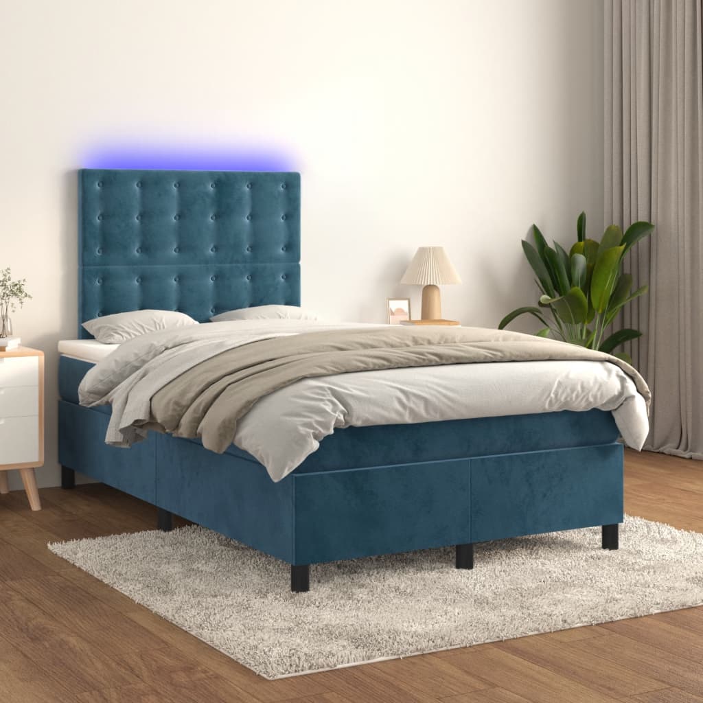 Sommier à lattes de lit matelas et LED Bleu foncé 120x200 cm - XIOS