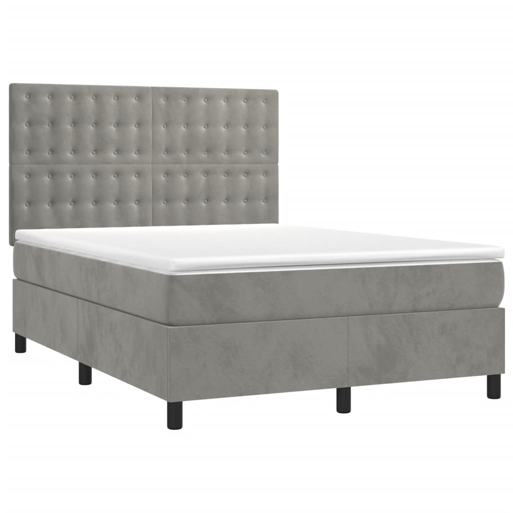 Sommier à lattes de lit matelas et LED Gris clair 140x190 cm - XIOS