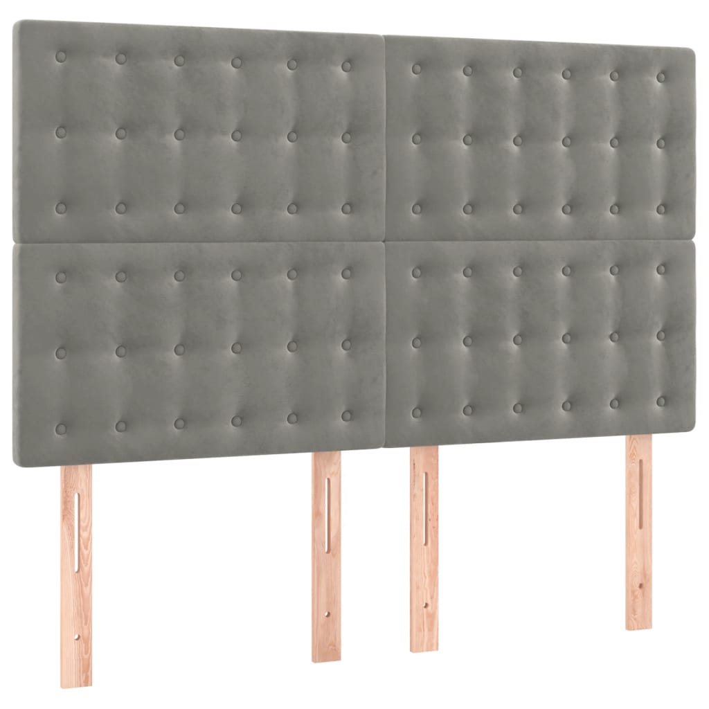 Sommier à lattes de lit matelas et LED Gris clair 140x190 cm - XIOS