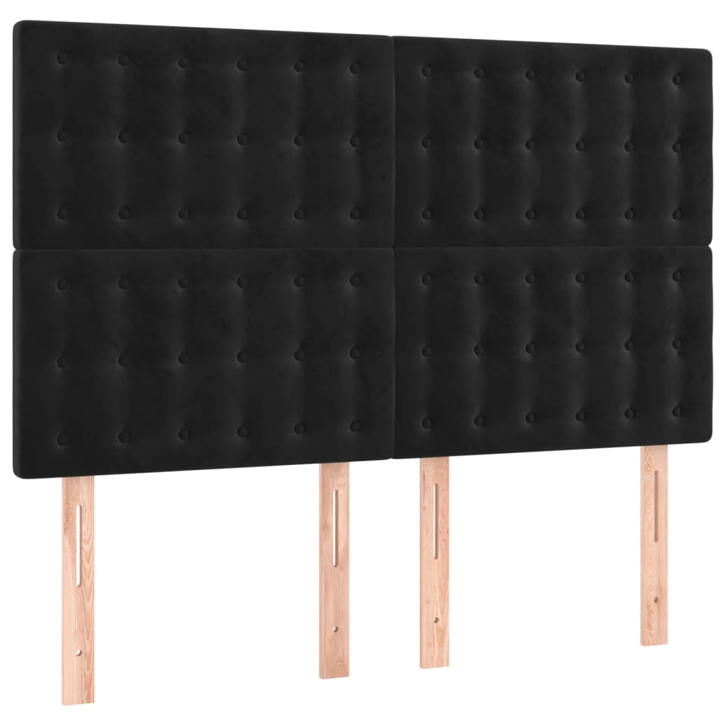 Sommier à lattes de lit matelas et LED Noir 140x190 cm Velours - XIOS