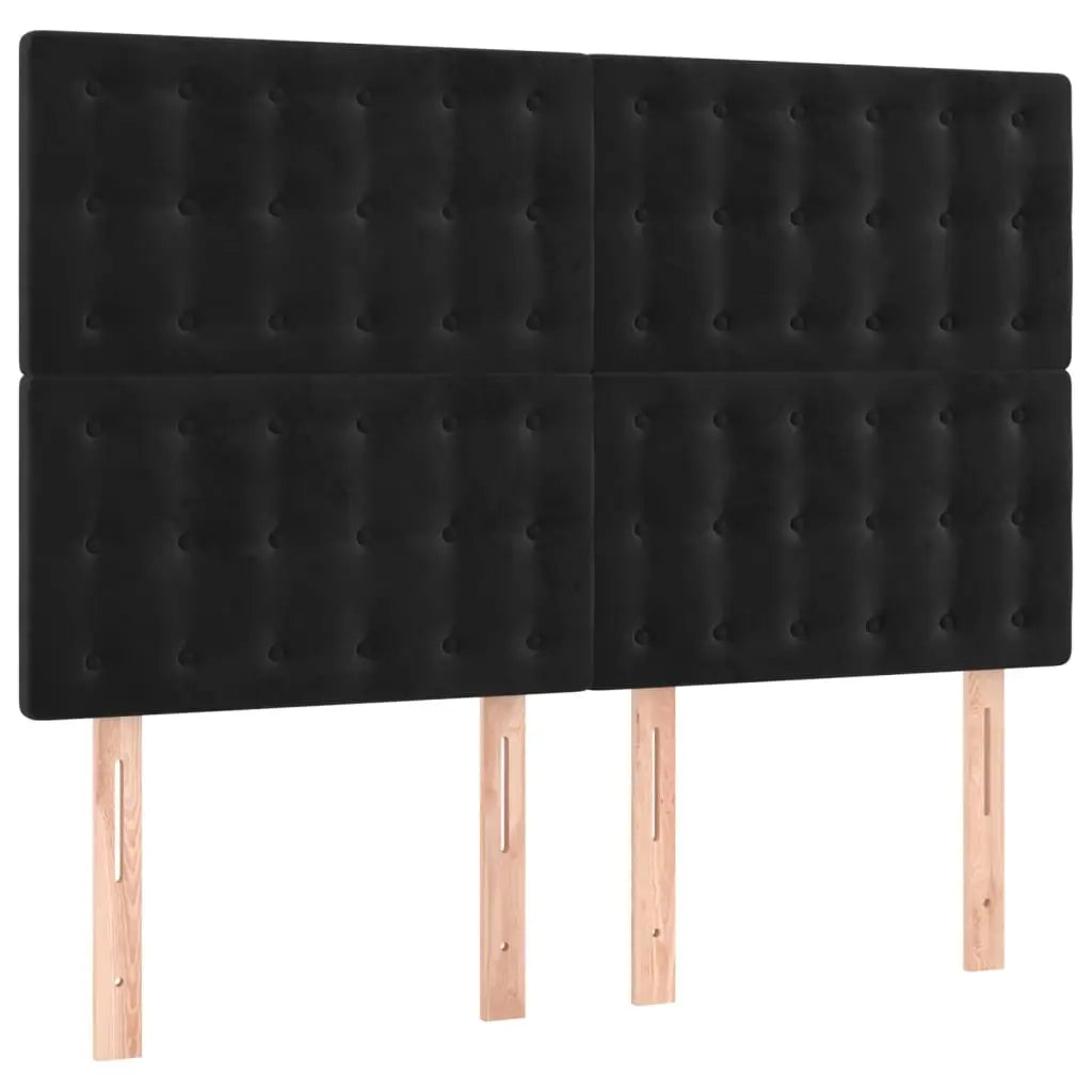 Sommier à lattes de lit matelas et LED Noir 140x190 cm Velours - XIOS