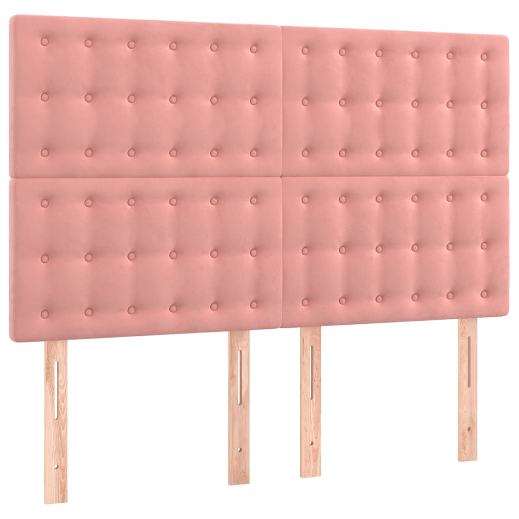 Sommier à lattes de lit matelas et LED Rose 140x190 cm Velours - XIOS
