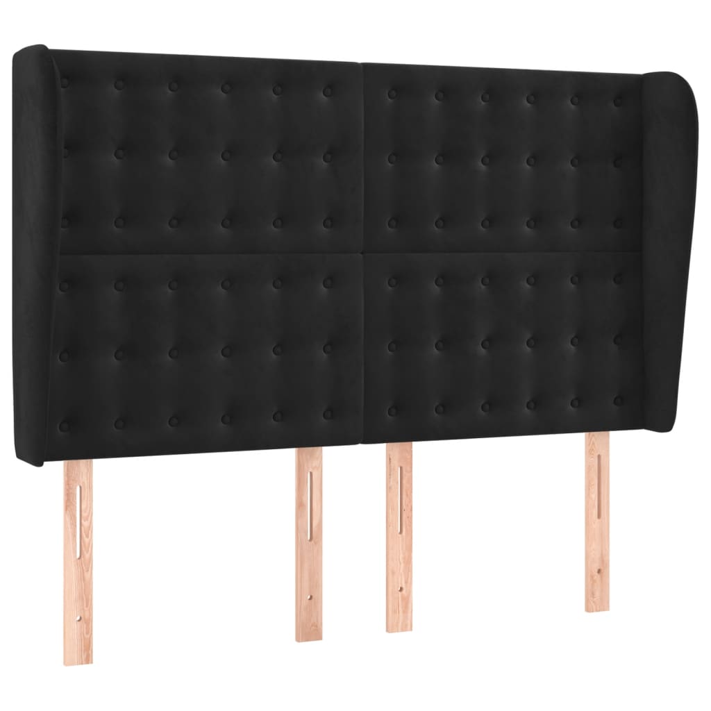 Sommier à lattes de lit matelas et LED Noir 140x200 cm Velours - XIOS