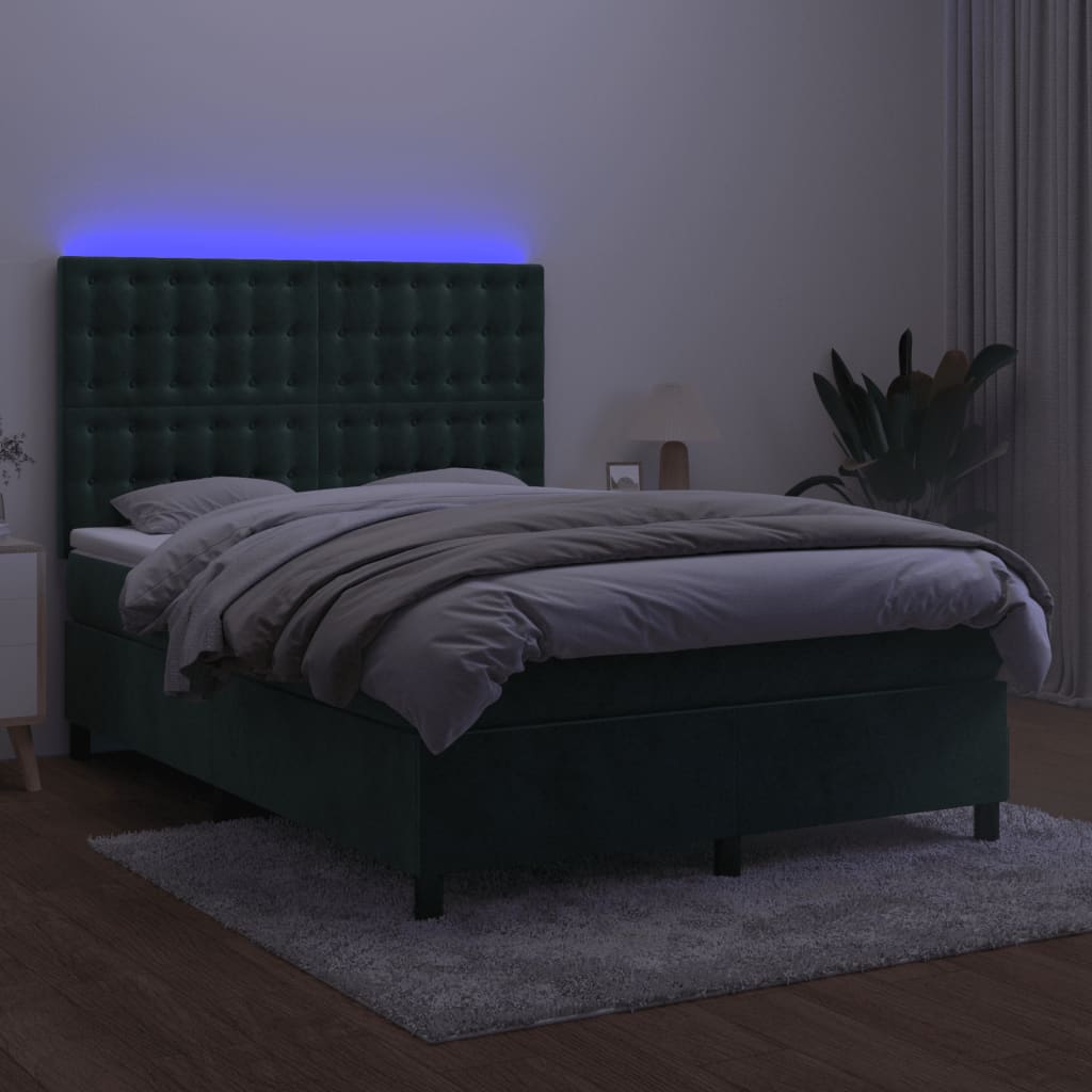 Sommier à lattes de lit matelas et LED Vert foncé 140x200 cm - XIOS