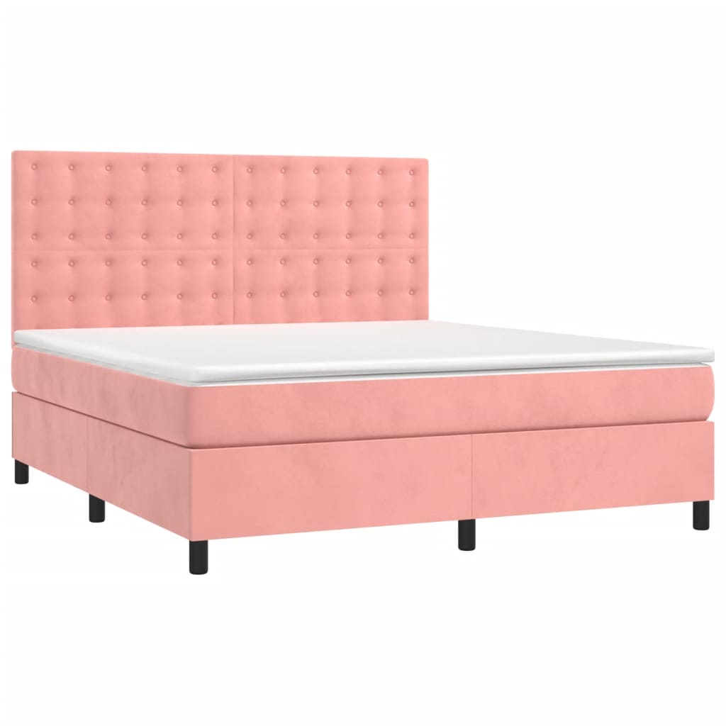 Sommier à lattes de lit matelas et LED Rose 160x200 cm Velours - XIOS