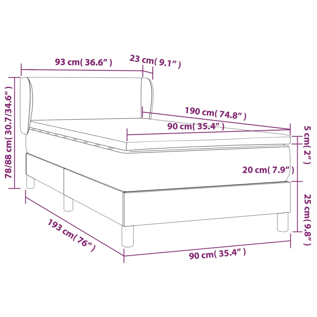 Sommier à lattes de lit avec matelas Marron foncé 90x190 cm - XIOS