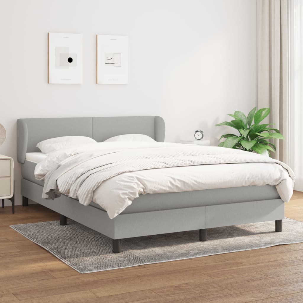Sommier à lattes de lit avec matelas Gris clair 140x190cm Tissu - XIOS