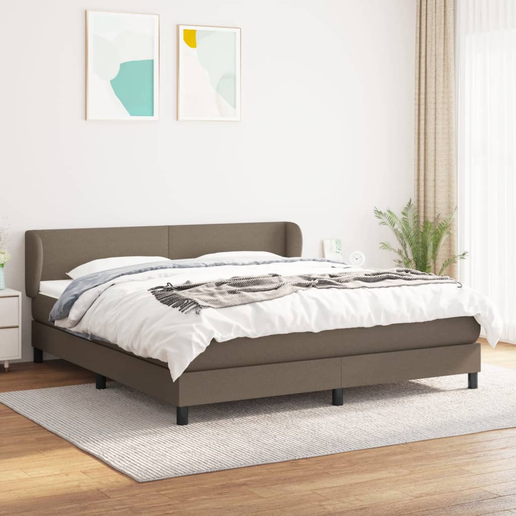 Sommier à lattes de lit avec matelas Taupe 160x200 cm Tissu - XIOS