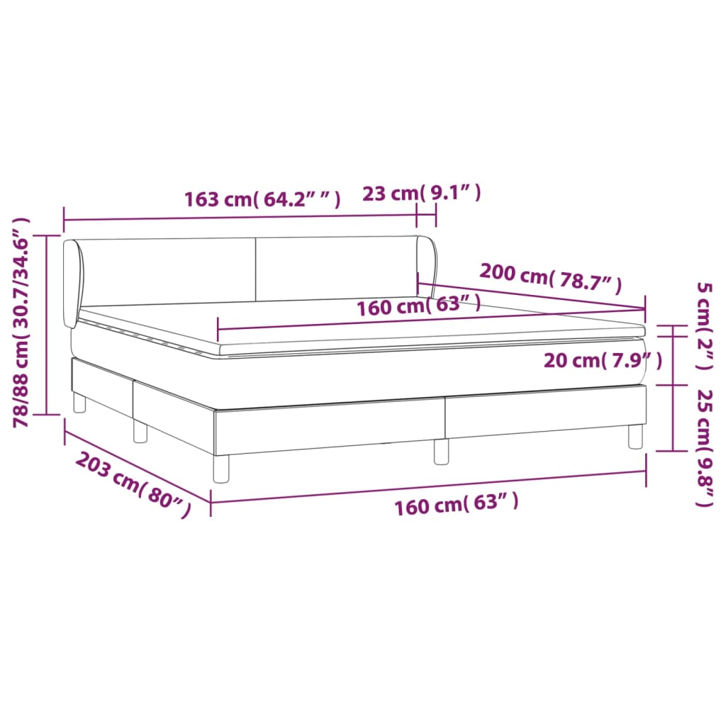 Sommier à lattes de lit avec matelas Crème 160x200 cm Tissu - XIOS