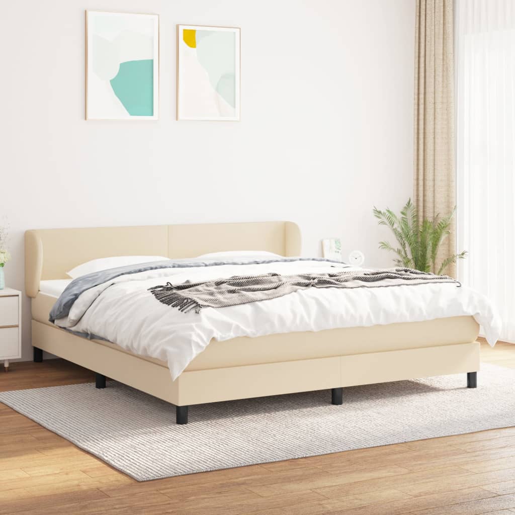 Sommier à lattes de lit avec matelas Crème 160x200 cm Tissu - XIOS