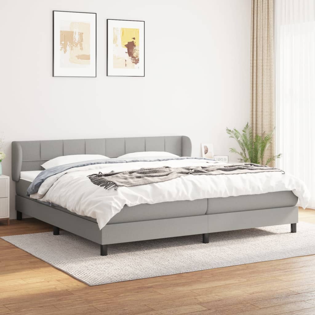 Sommier à lattes de lit avec matelas Gris clair 200x200cm Tissu - XIOS