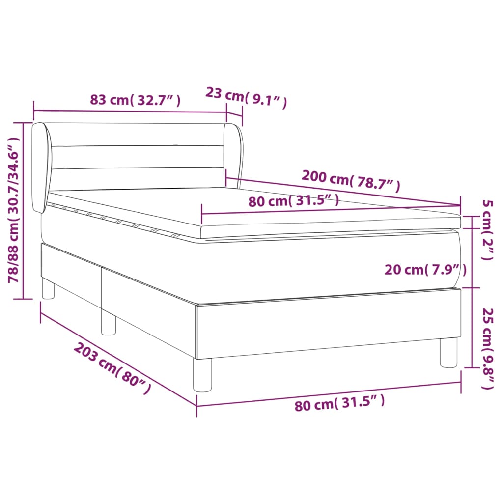 Sommier à lattes de lit avec matelas Gris clair 80x200 cm Tissu - XIOS
